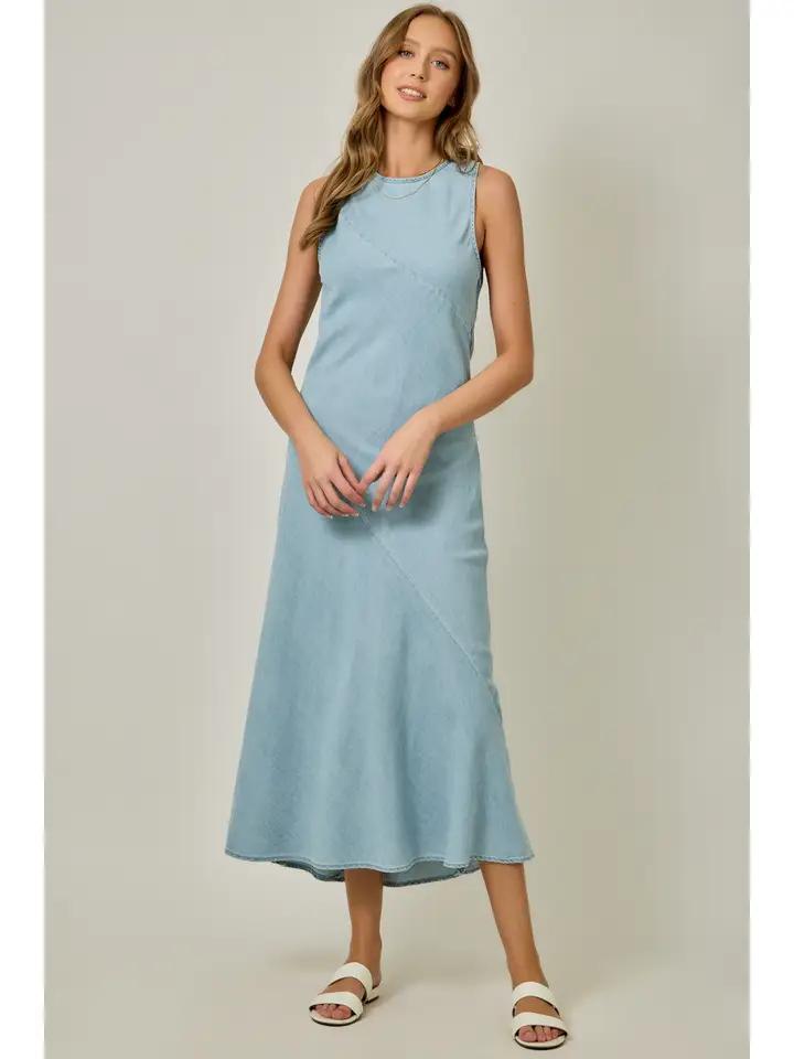Light Denim Biased Cut Midi