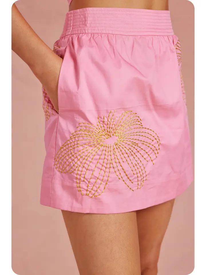 Bubblegum and Chartreuse Embroidered Set