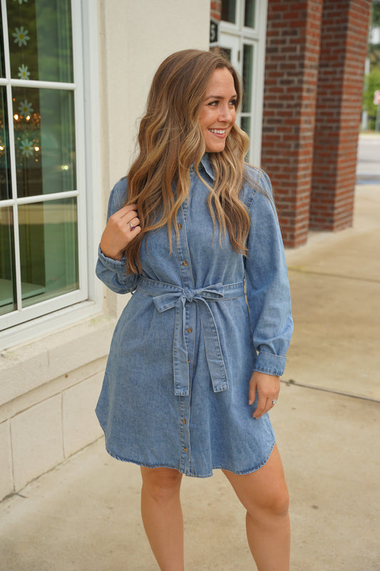 Denim Blue Shirt Mini Dress