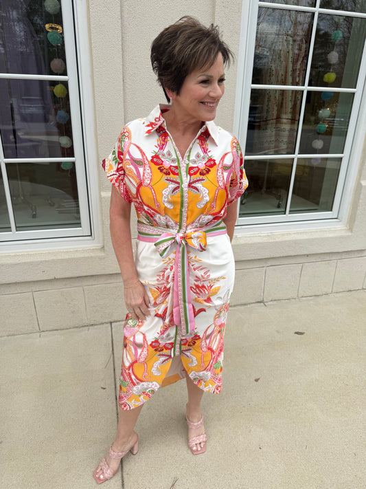 Botanical Scarf Printed Dress