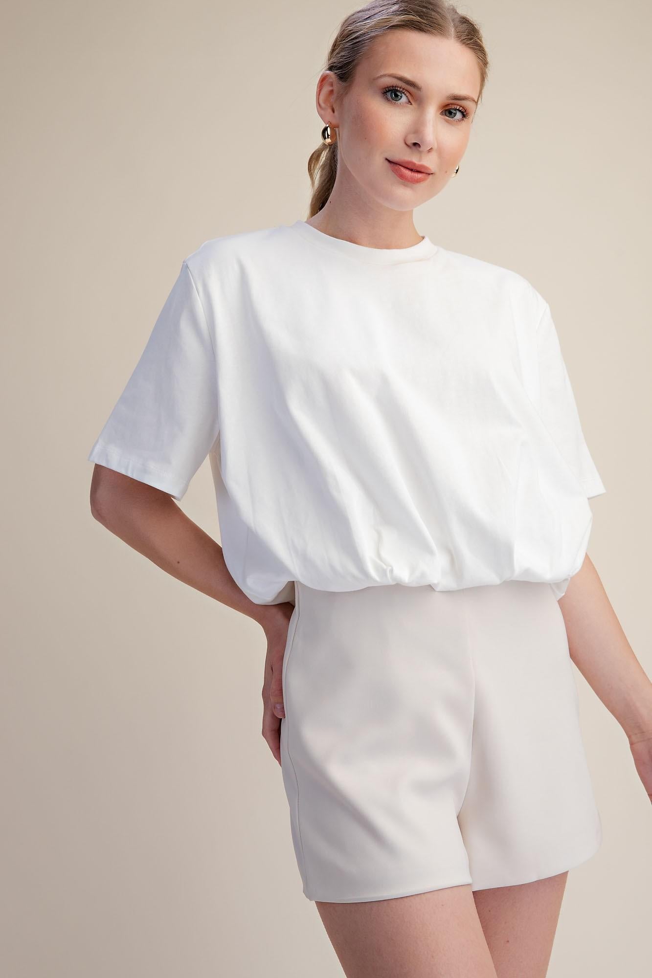 White Bubble Hem Tee