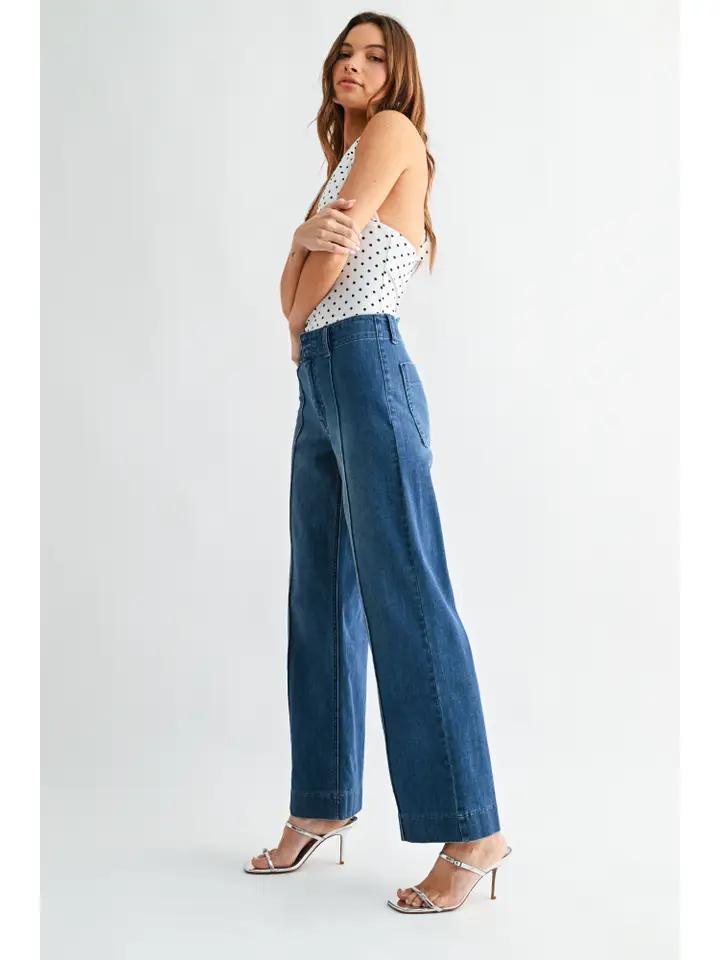 Med Denim Pintuck Trouser