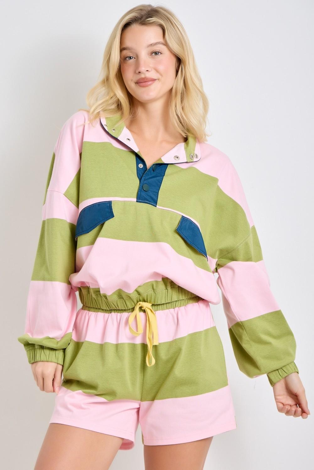 Pink and Green Wide Stripe Set
