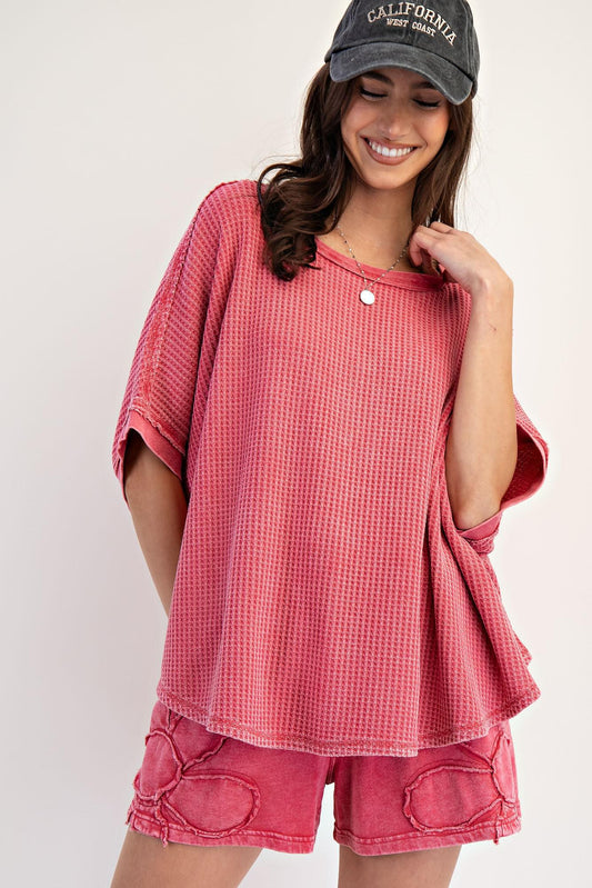 Boho Red Mineral Washed Oversized Tee
