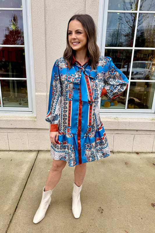 Multi Scarf Button Down Dress