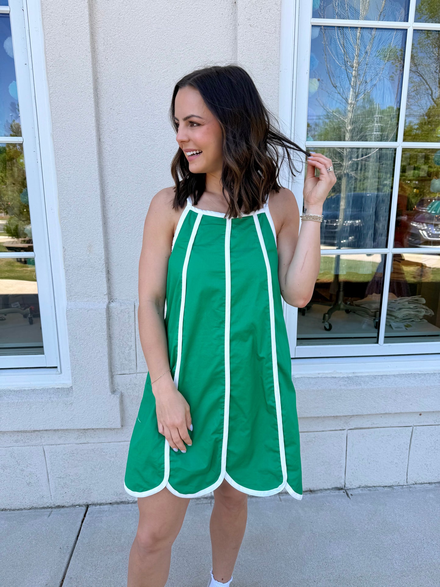 Green with White Contrast Trim Mini