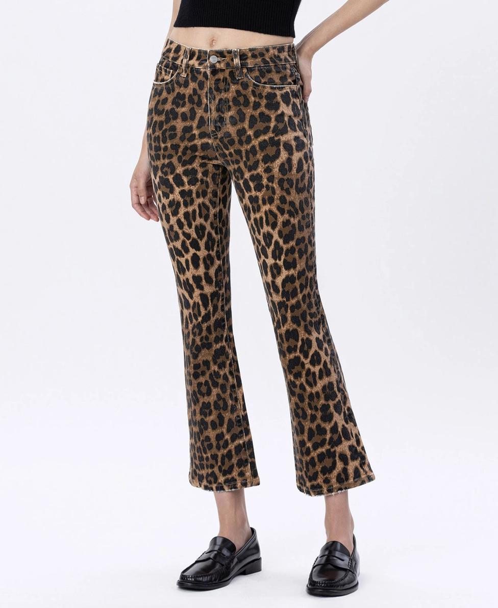 Leopard High Rise Kick Flare