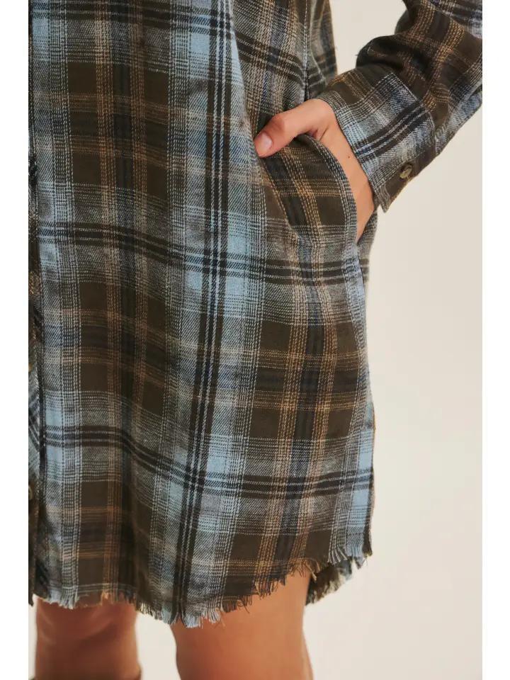 Antique Brown Plaid Shirt Dress
