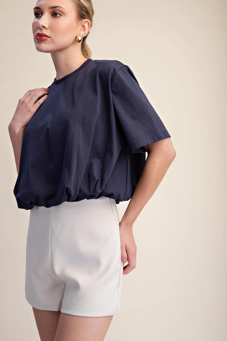 Navy Bubble Hem Tee