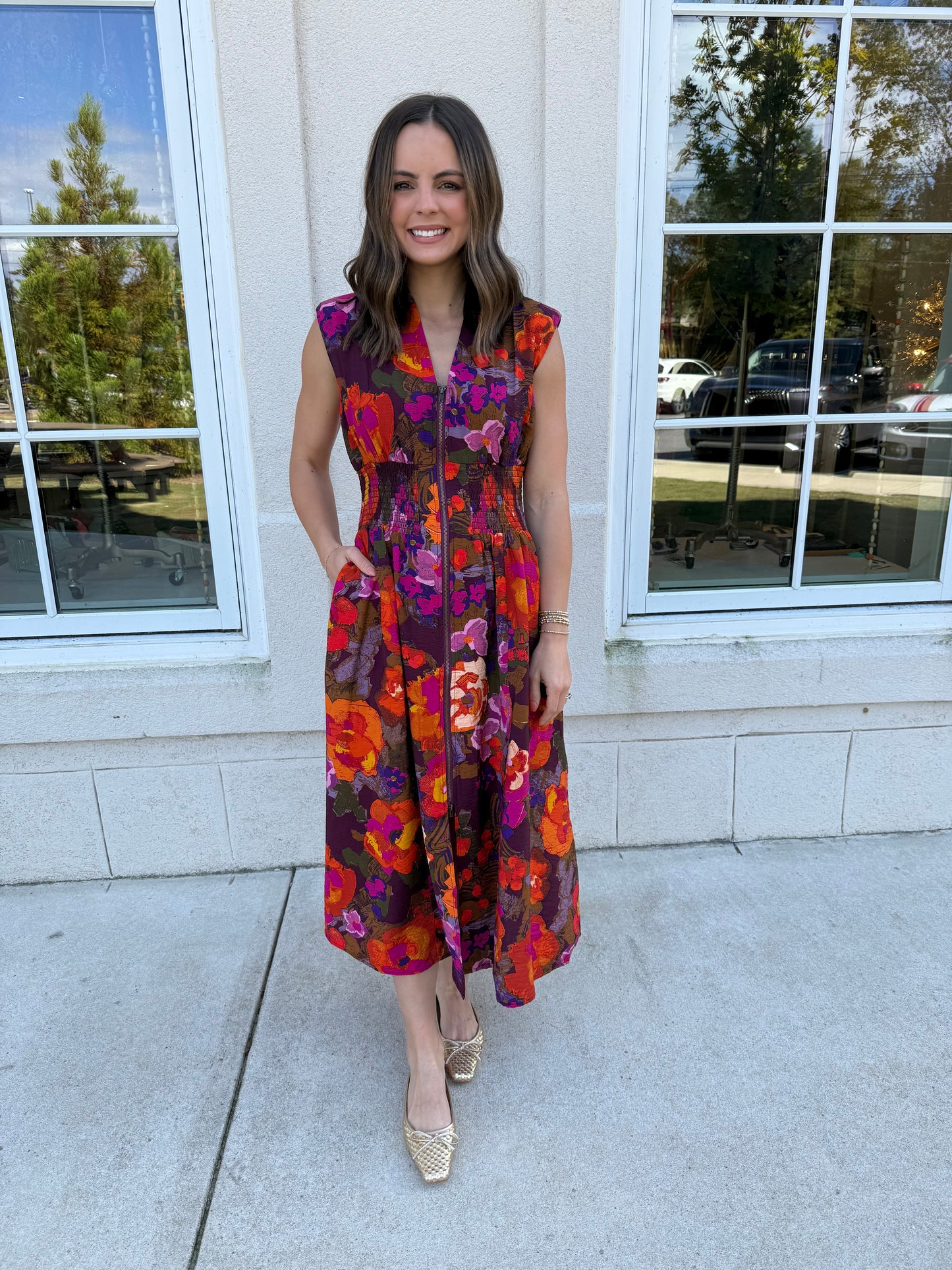 Fall Multi Front Zip Midi