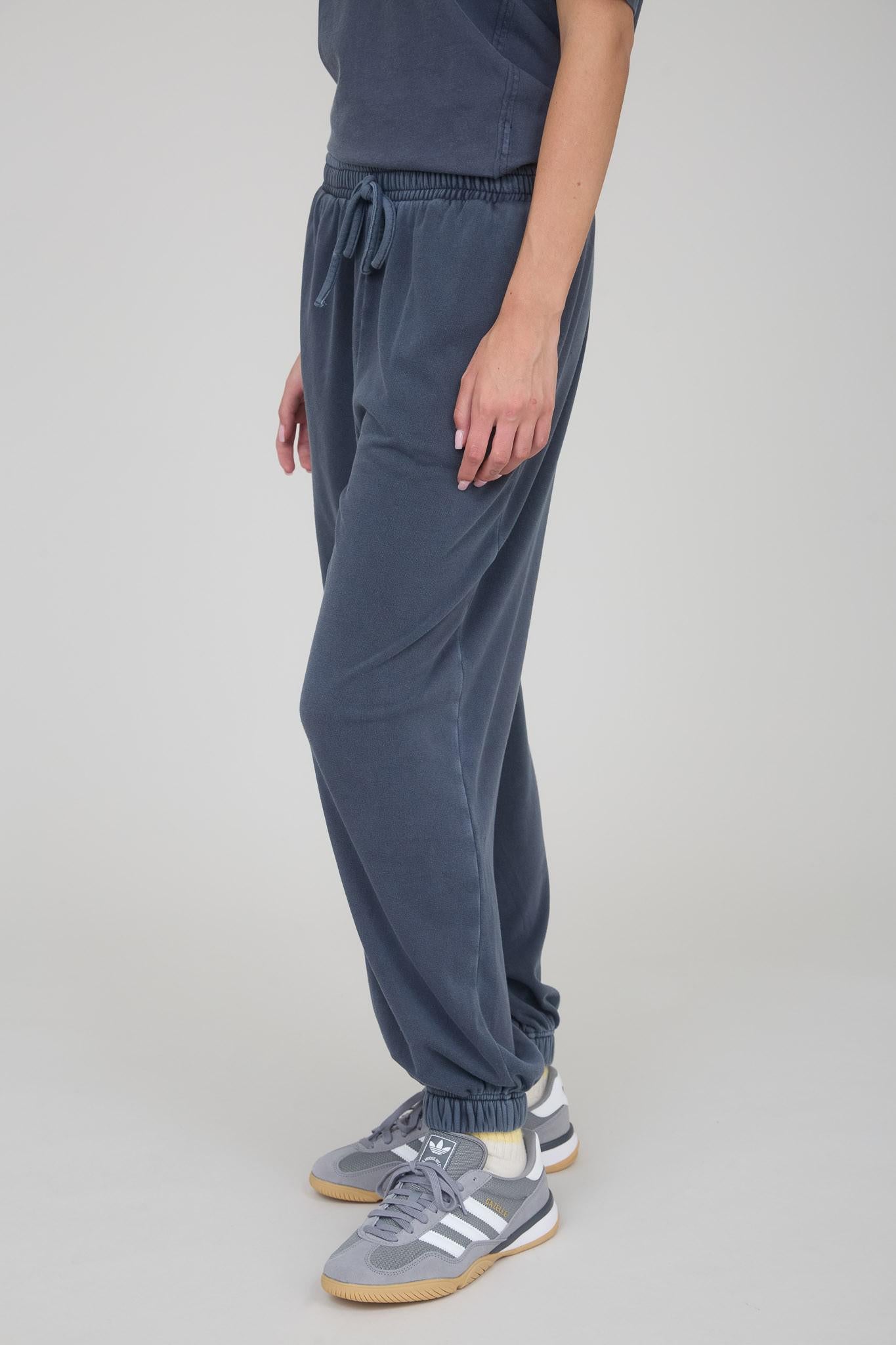 Navy Acid Washed Crew Sweater Set