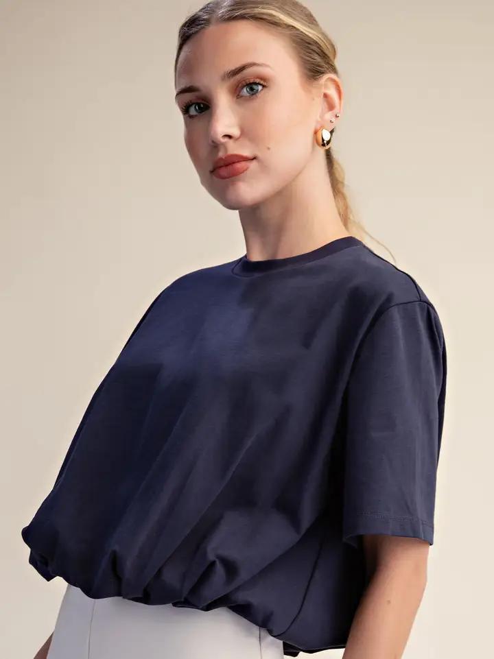 Navy Bubble Hem Tee