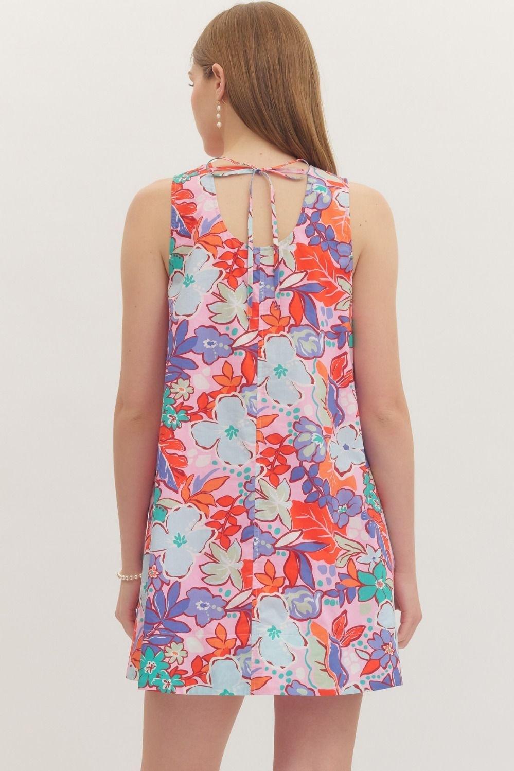 Pink Floral Botanical Mini Dress