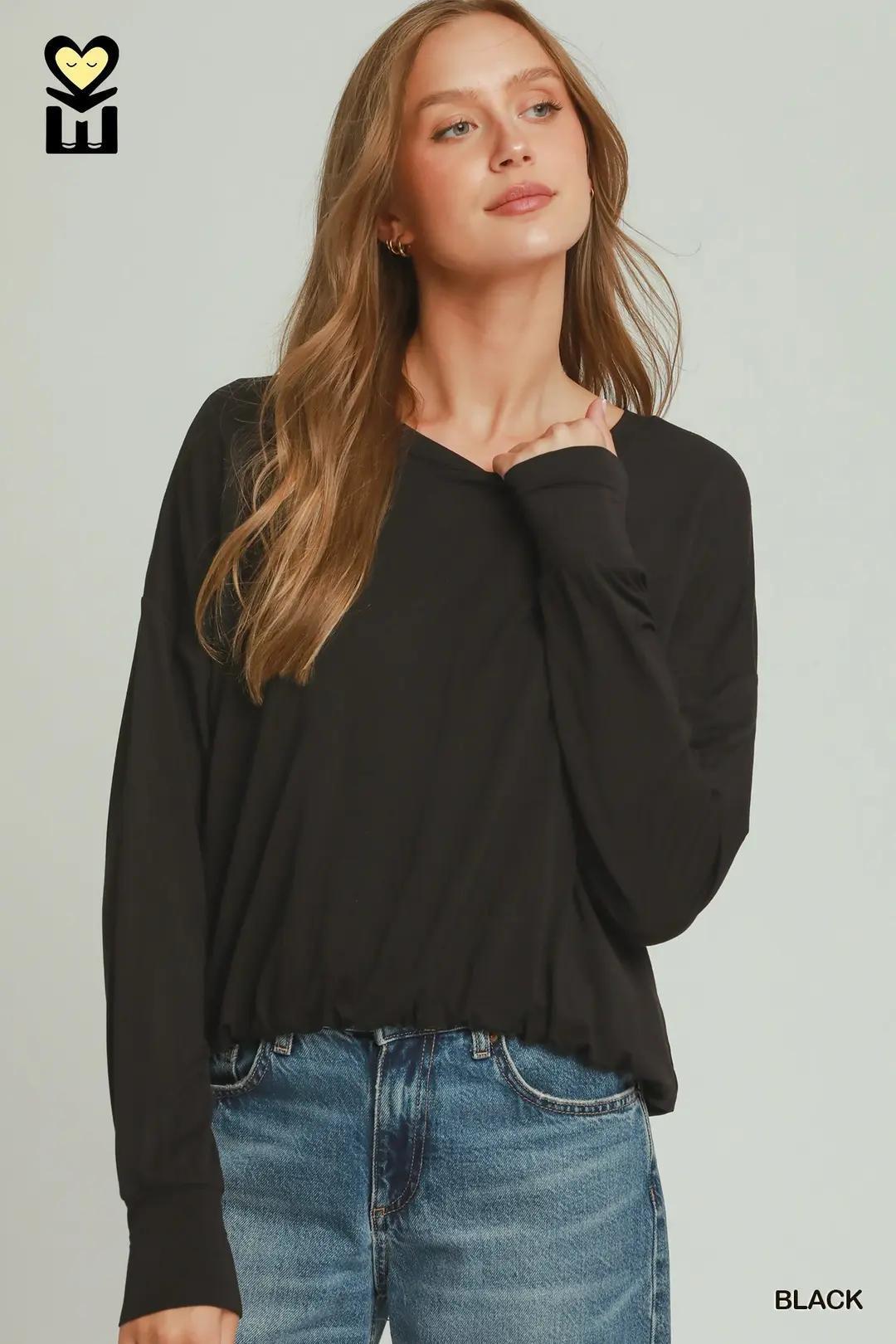 Black Bamboo Fiber Bubble Top