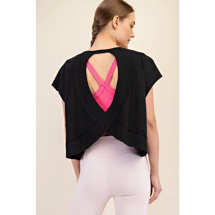 Black Cotton Slub Top