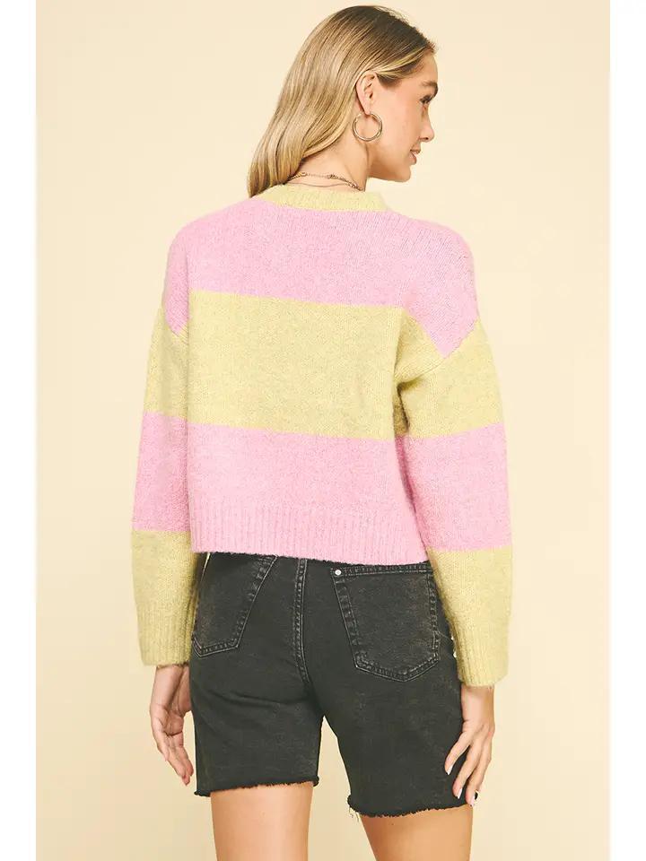 Yellow and Pink Colorblock Sweater