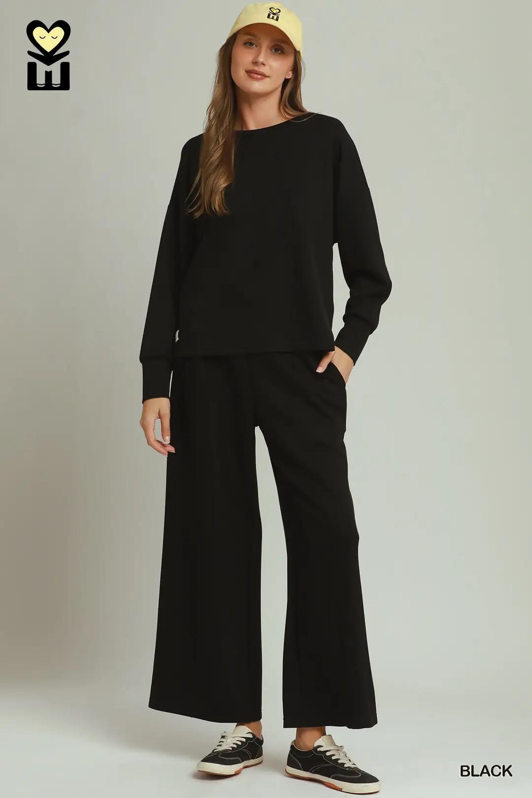 Black Luxeknit Pant Set
