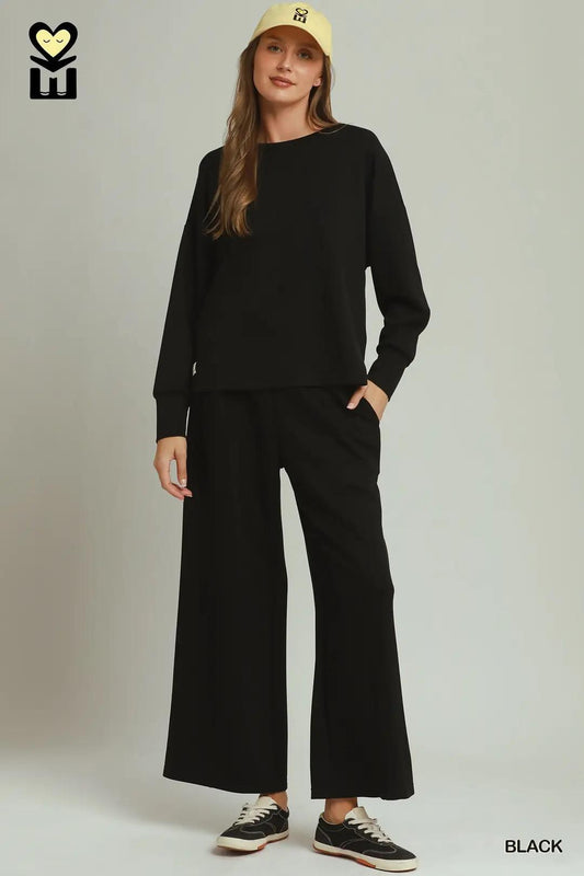 Black Luxeknit Pant Set