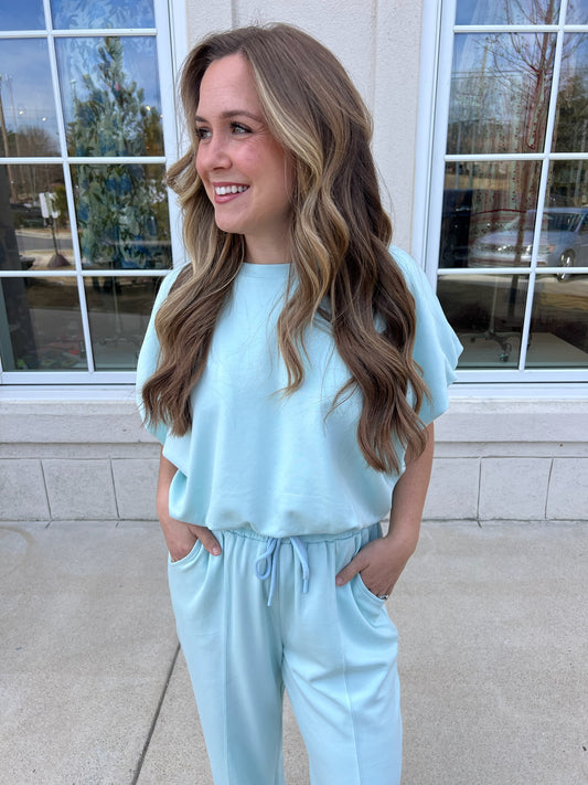 Mint Bubble Hem Top