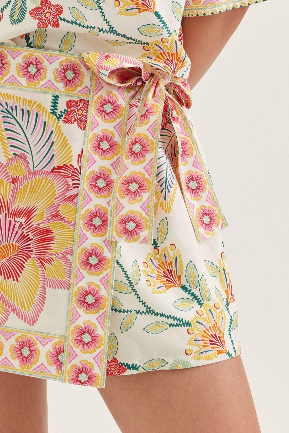 Pink Botanical Print Skort
