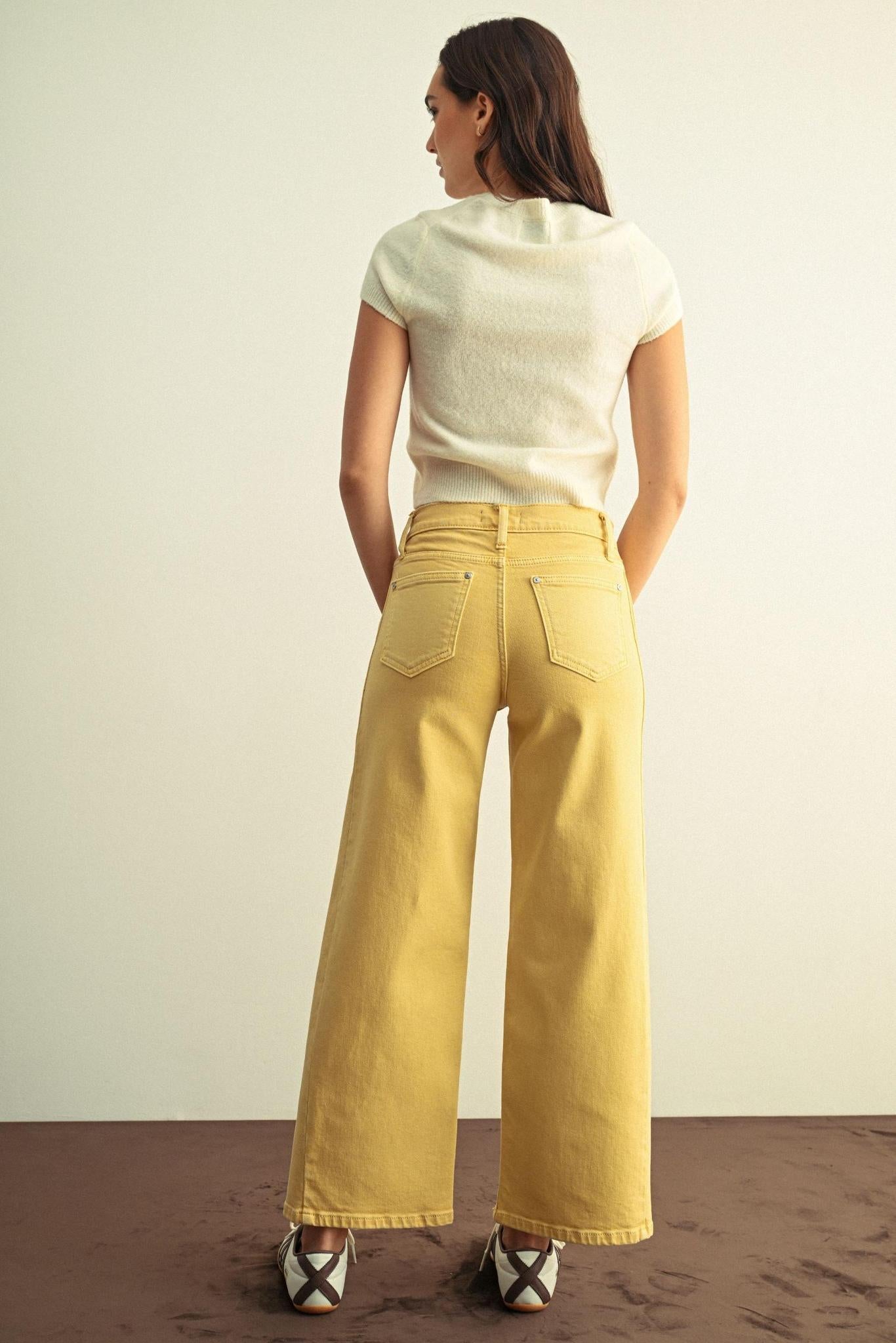 Butter Yellow Side Seam Straight Leg Jean