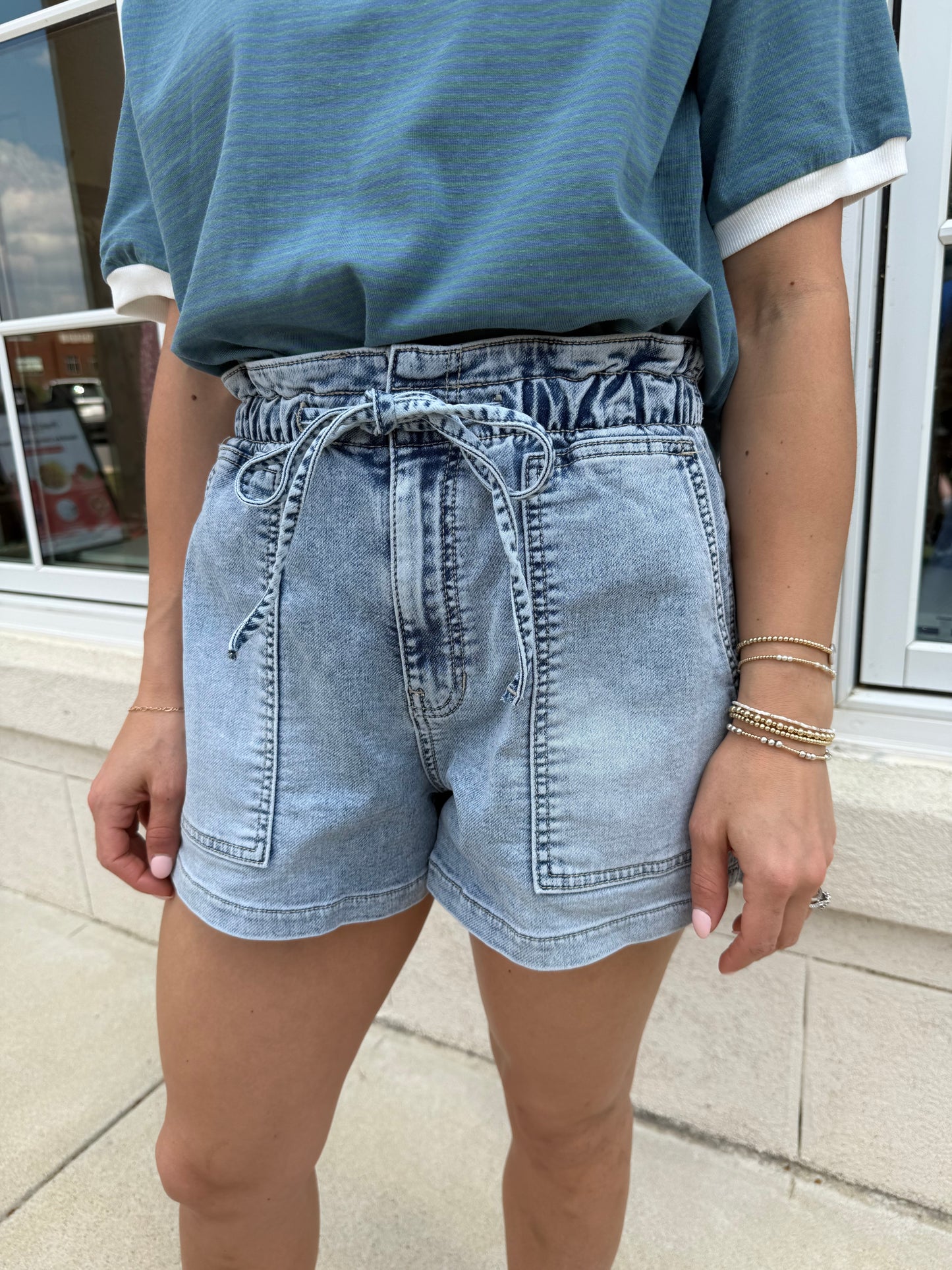 Light Denim Patch Pocket Short