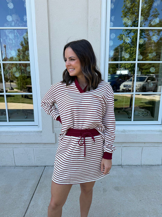 Wine Striped Knit Set