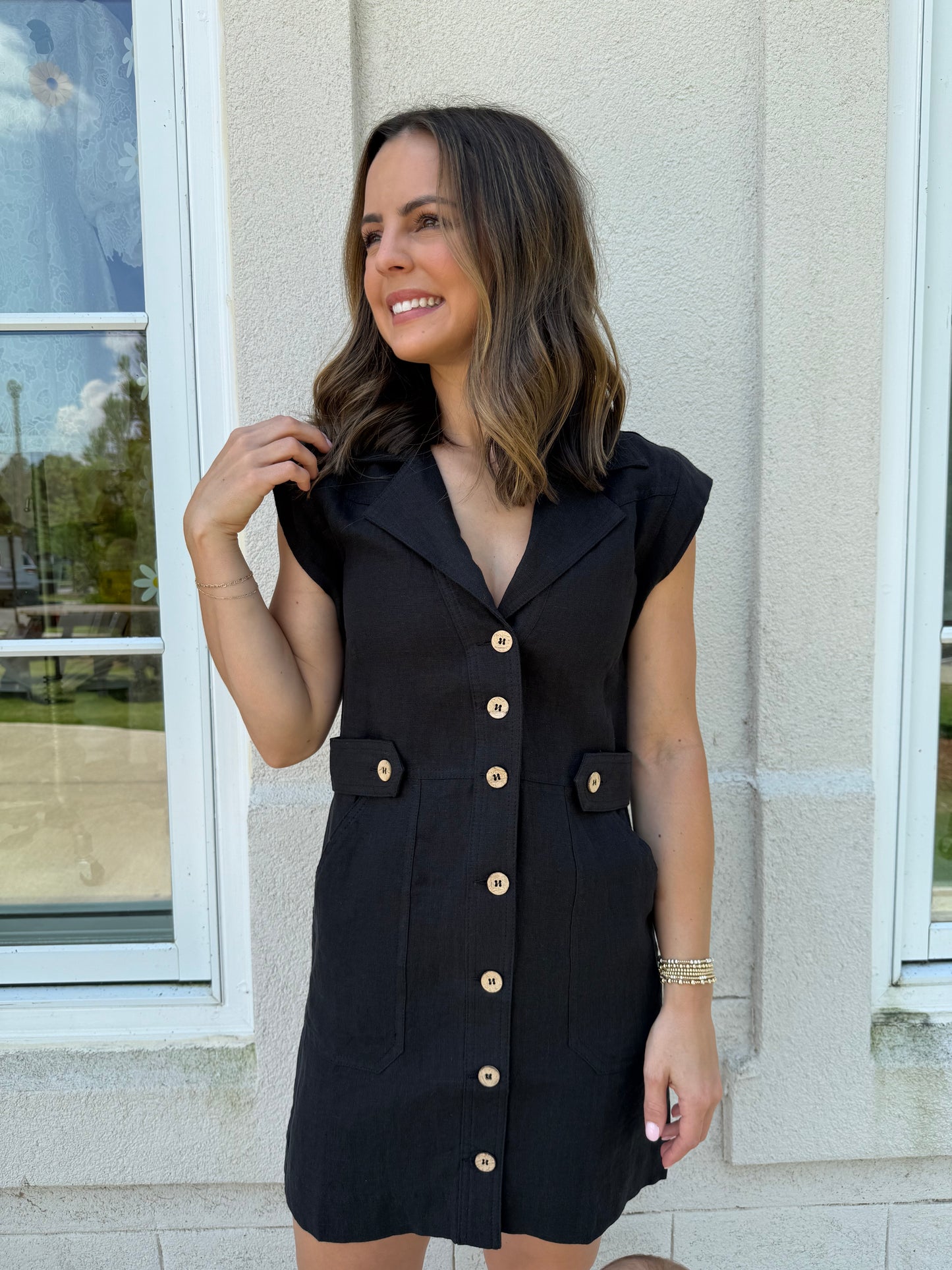 Black Linen Freya Dress