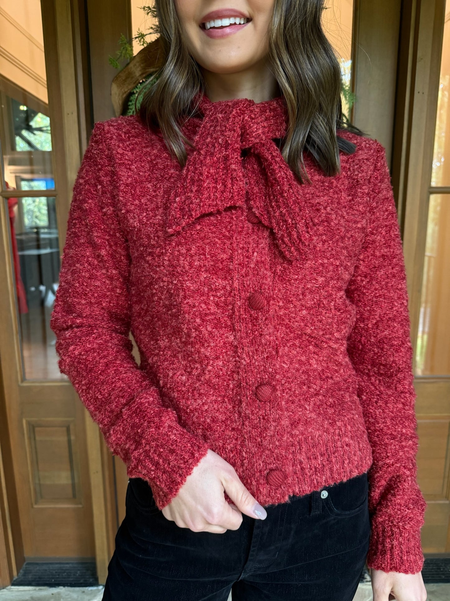 Burgundy Tying Neck Sweater