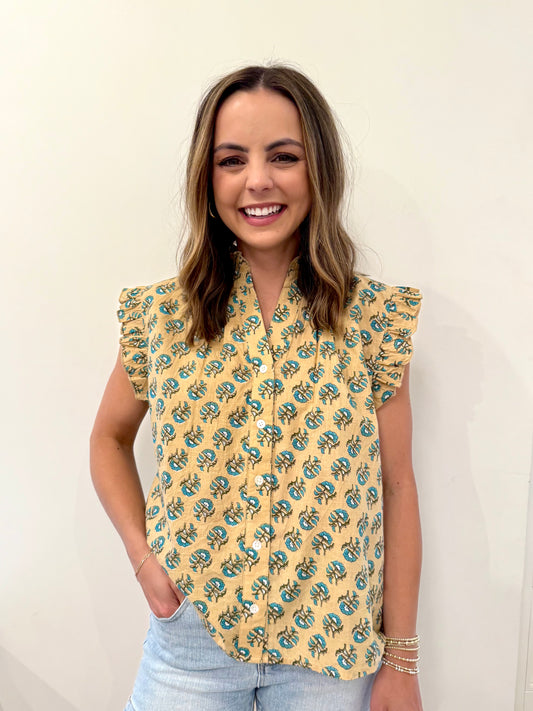 Khaki Floral Print Top