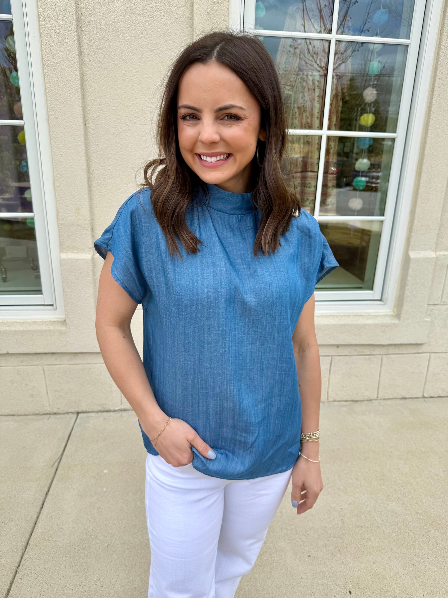 Light Blue Side Button Top