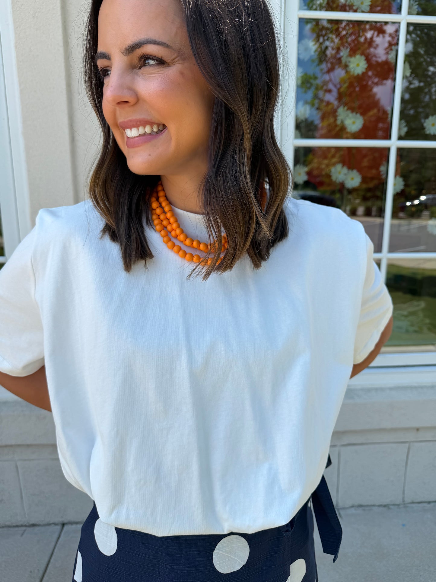 White Bubble Hem Tee