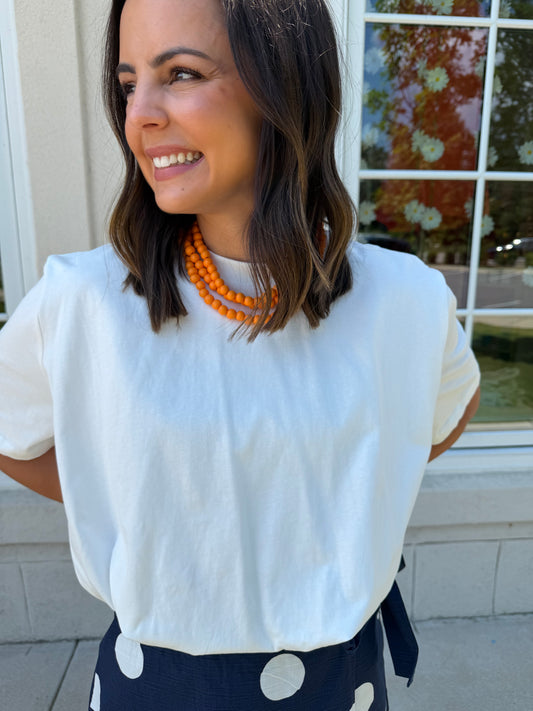 White Bubble Hem Tee