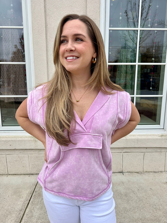 Washed Lavender Hoodie Top