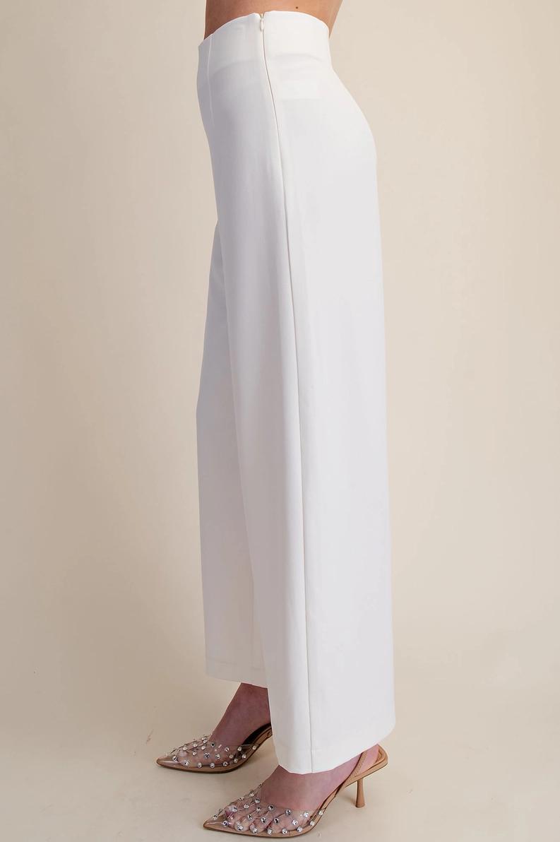 Ivory High Waisted Wide Leg Pants