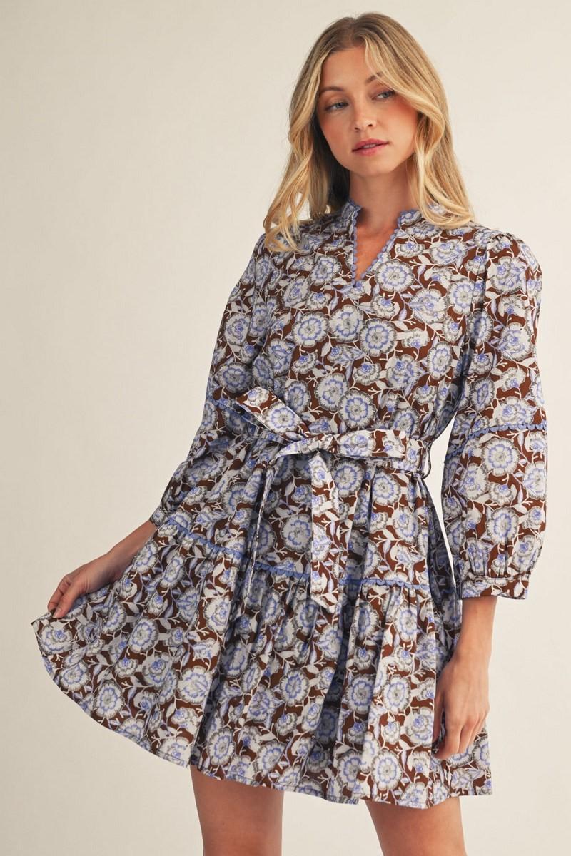 Brown and Blue Floral Mini