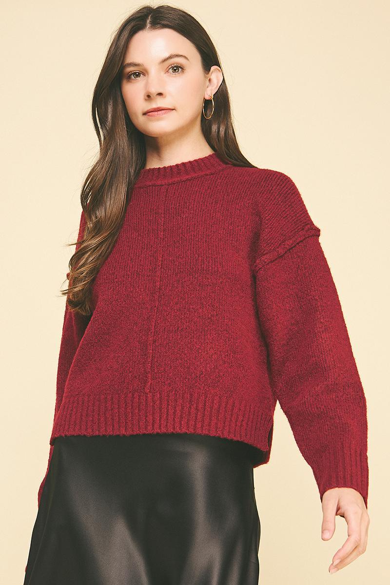 Red Brown Raw Edge Sweater