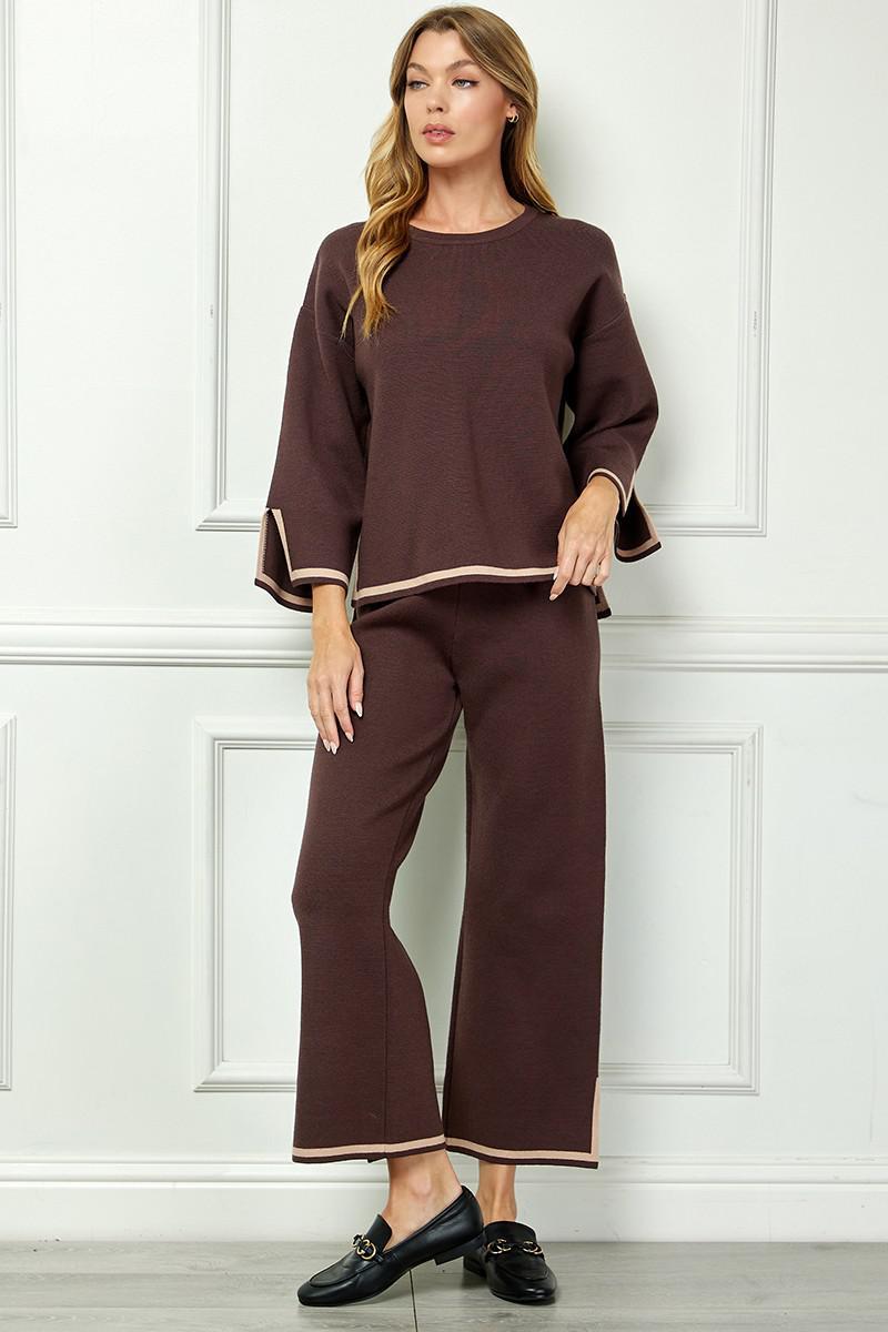 Chocolate and Tan Knit Set