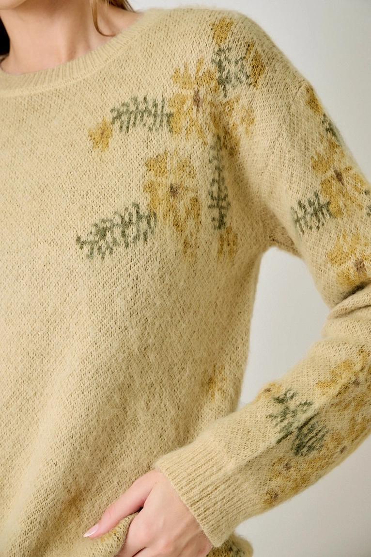 Custard Floral Pullover