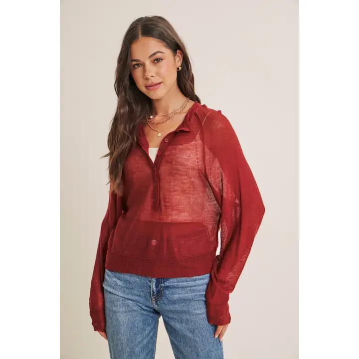 Sangria Red Layering Sheer Sweater