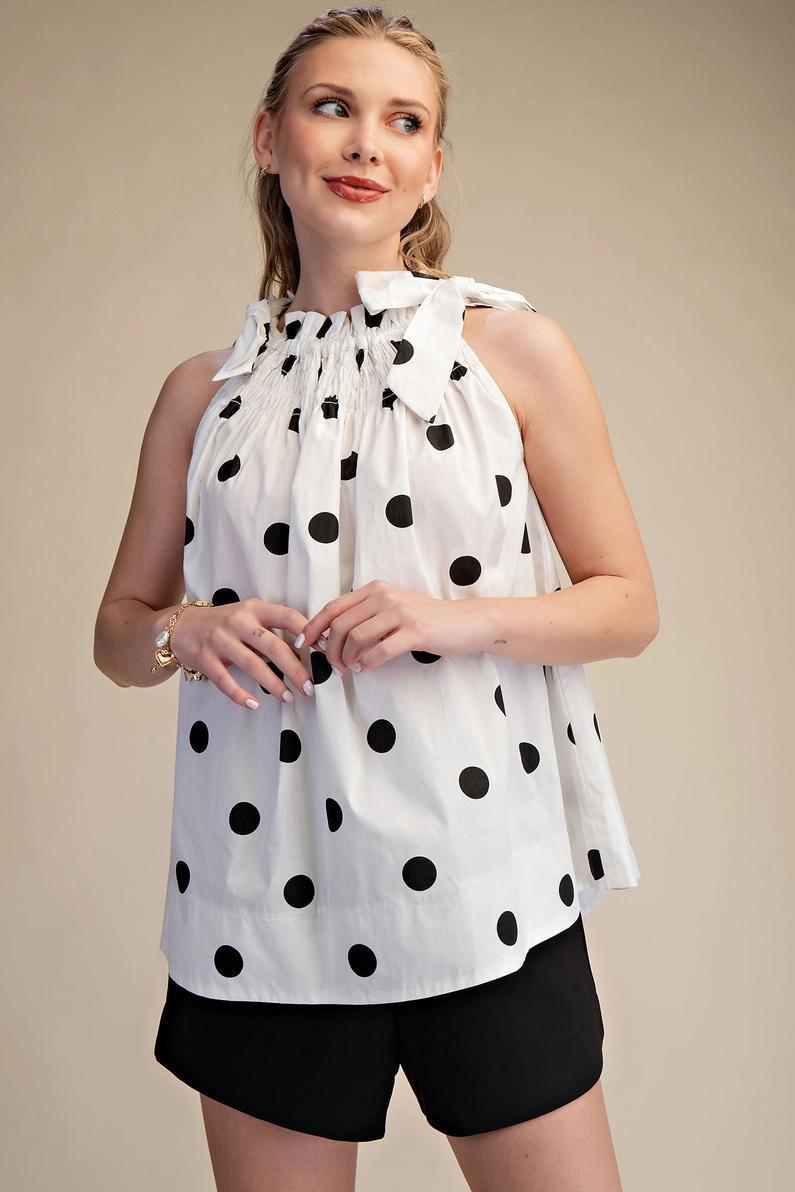 White with Black Smocked Top