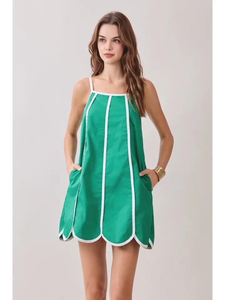 Green with White Contrast Trim Mini