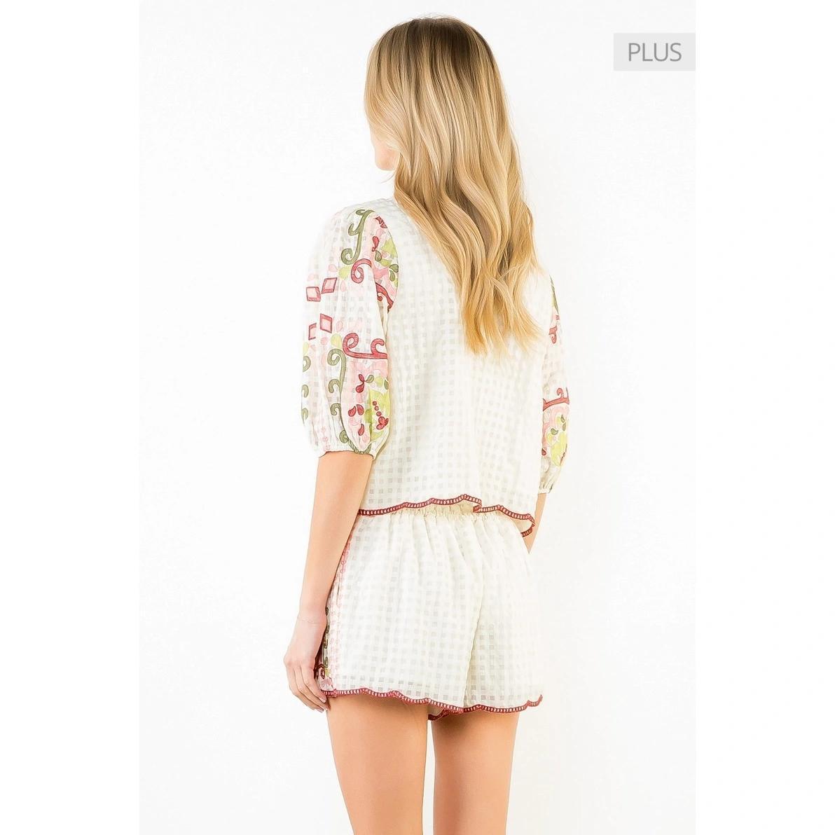 Cream Multi Embroidered Shirt