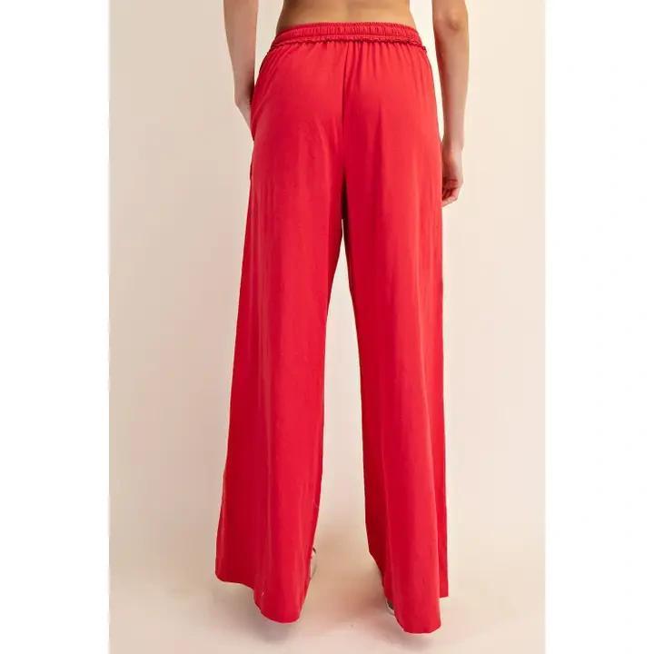 Red Cotton Slub Lounge Set