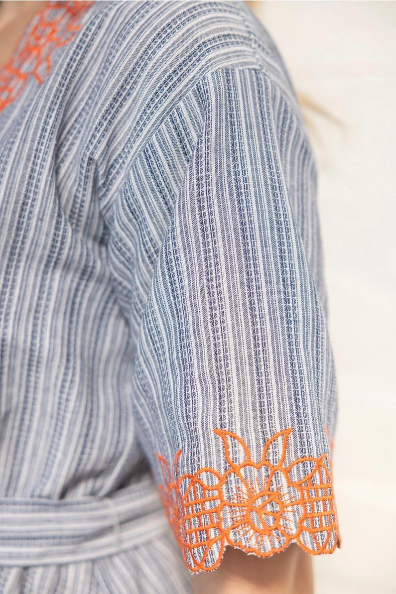 Navy and White Striped V Neck Dress