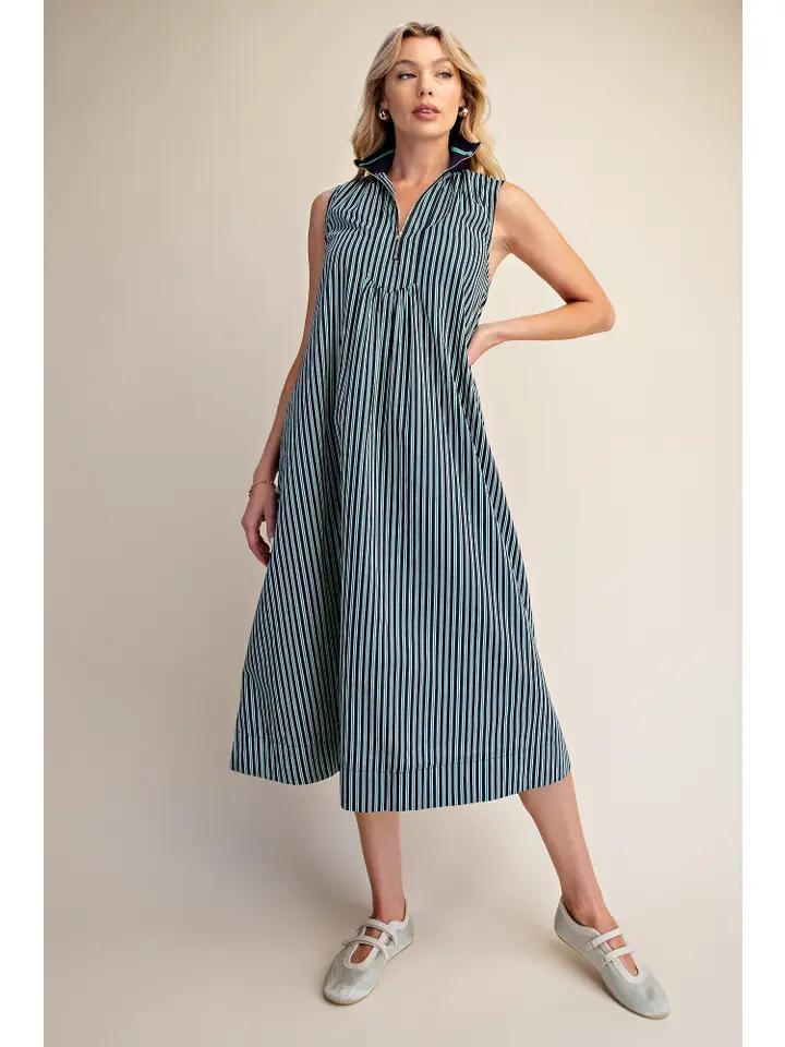 Navy Half Zip Mock Neck Maxi