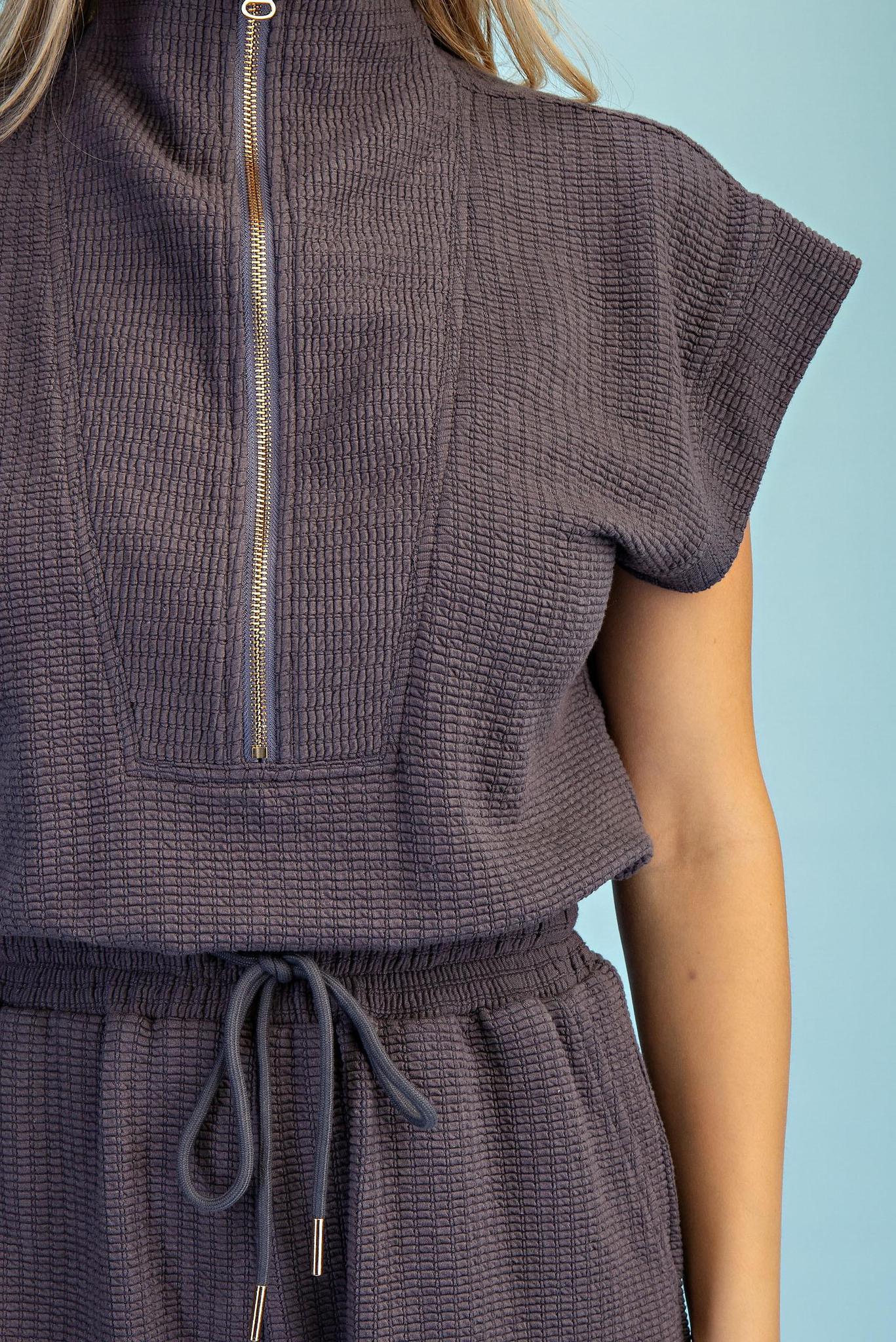 Charcoal Drawstring Romper