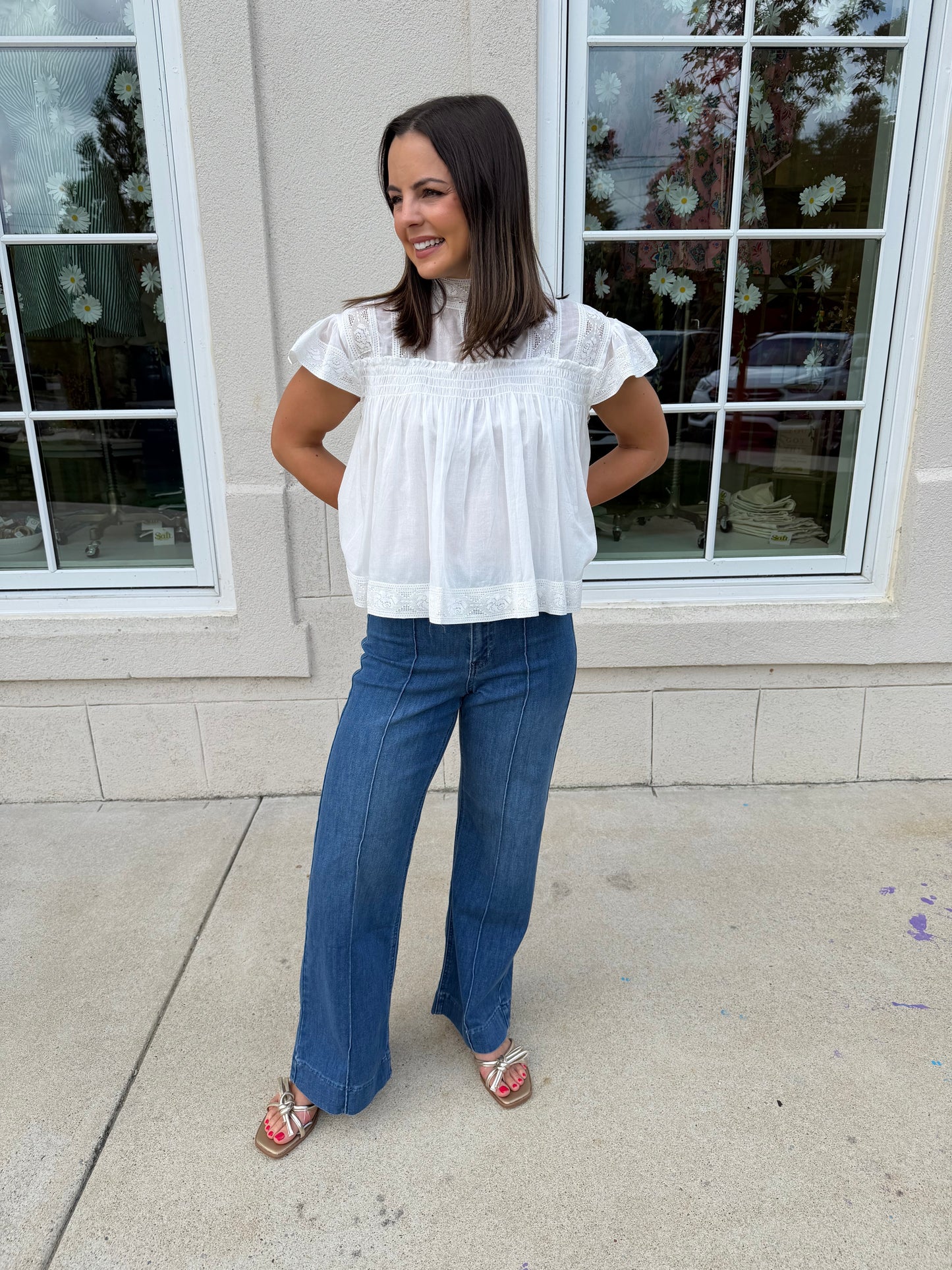 Med Denim Pintuck Trouser