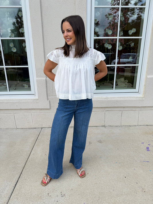 Med Denim Pintuck Trouser