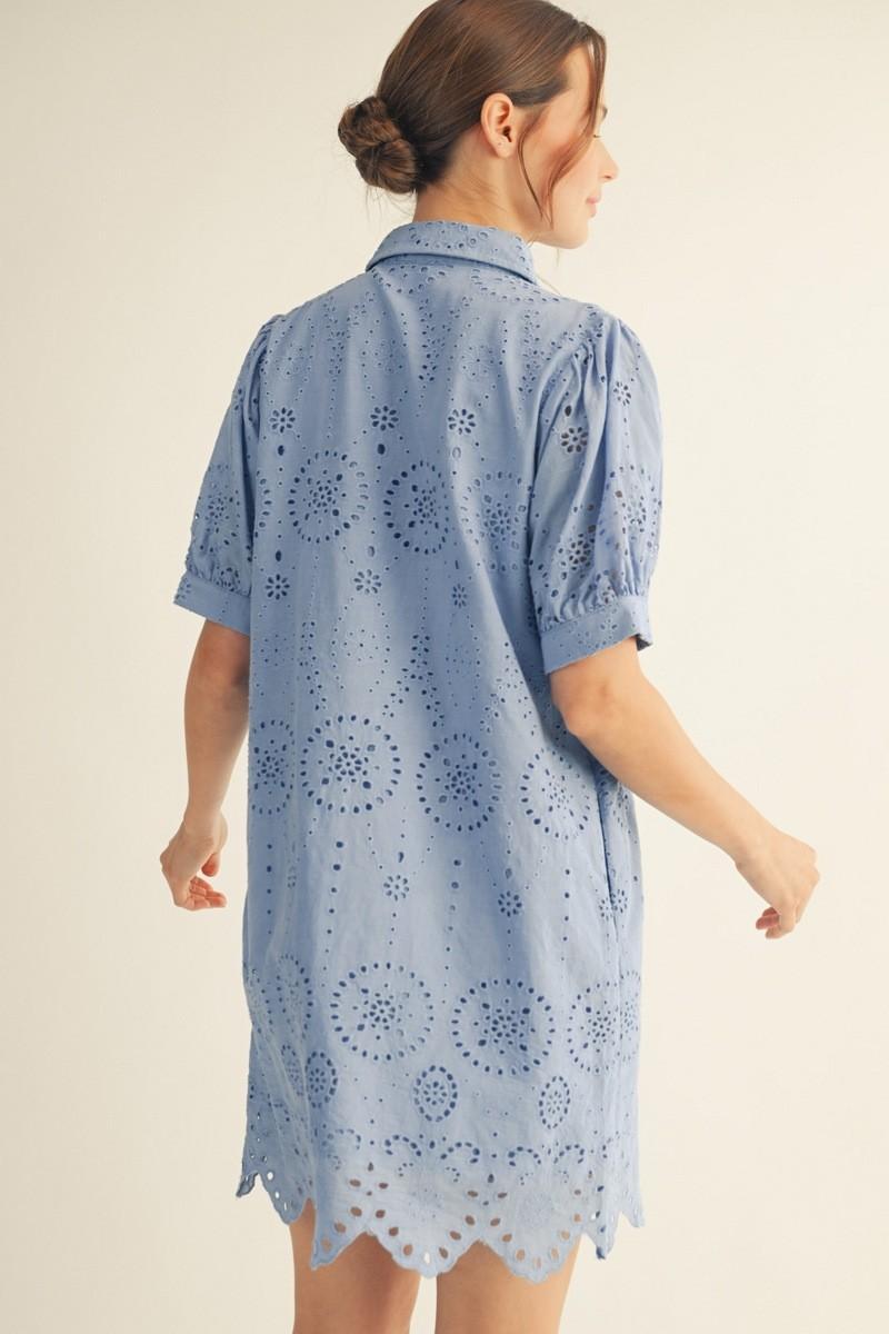 Sky Blue Eyelet Dress